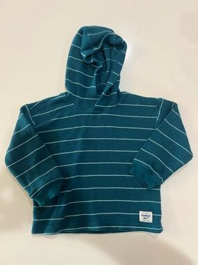 OshKosh B'gosh Teal & White Striped Hooded Sweatshirt